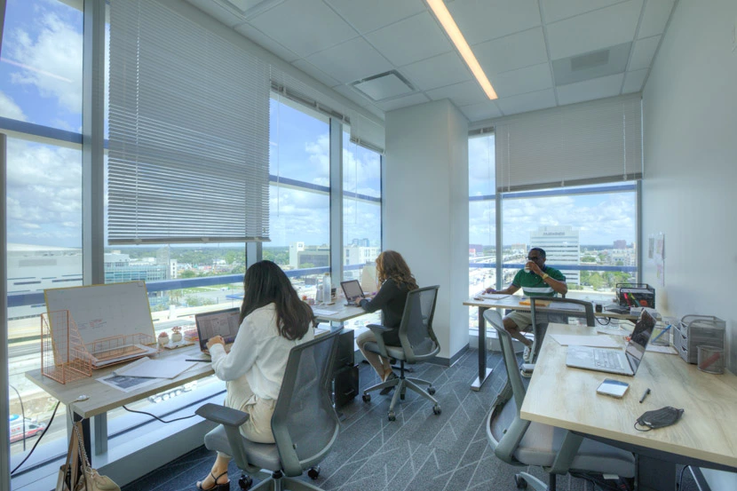 Employees using office space in downtown Orlando
