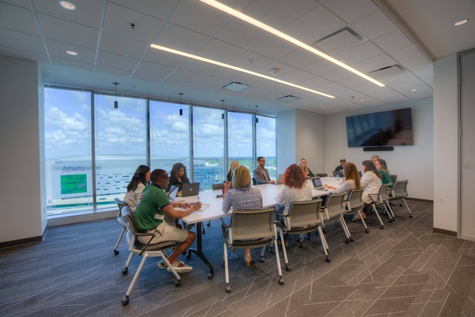 A group of employees in a meeting.